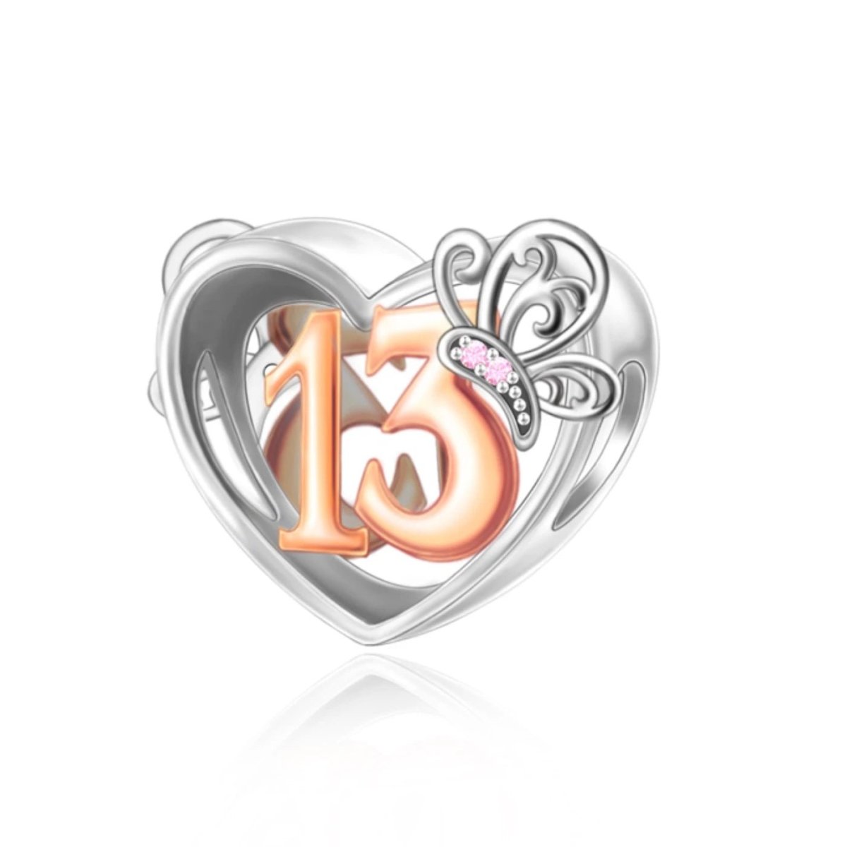 Pangama Jewelry 13th Birthday Butterfly Heart Charm