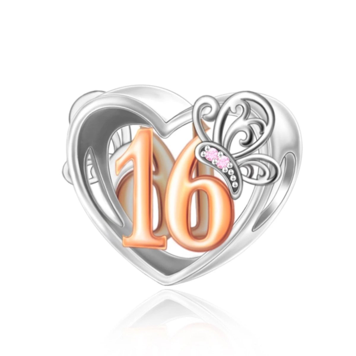 Pangama Jewelry 16th Birthday Butterfly Heart Charm