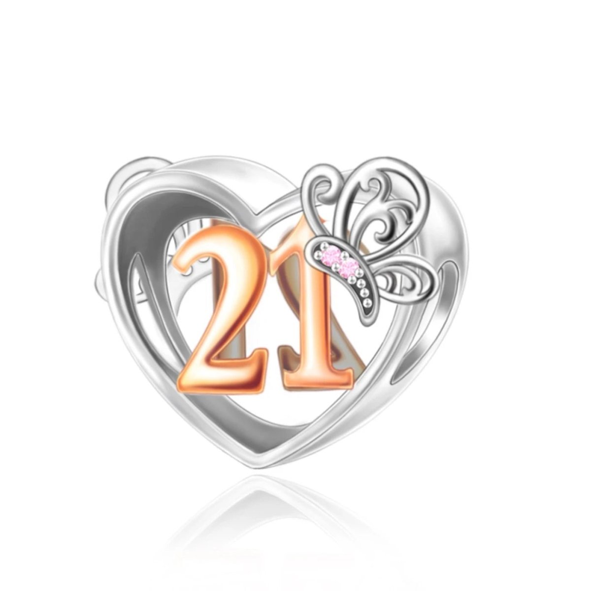 Pangama Jewelry 21st Birthday Butterfly Heart Charm