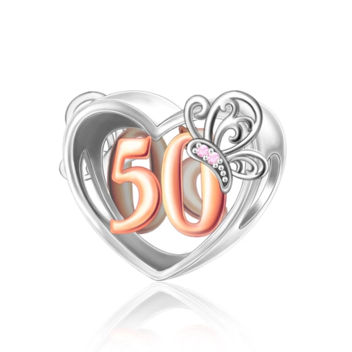 Pangama Jewelry 50th Birthday Butterfly Heart Charm