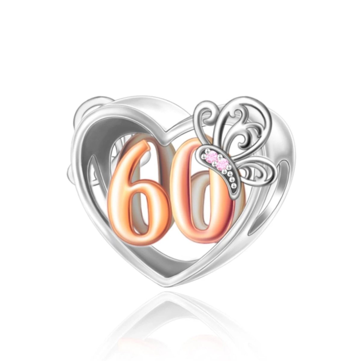 Pangama Jewelry 60th Birthday Butterfly Heart Charm