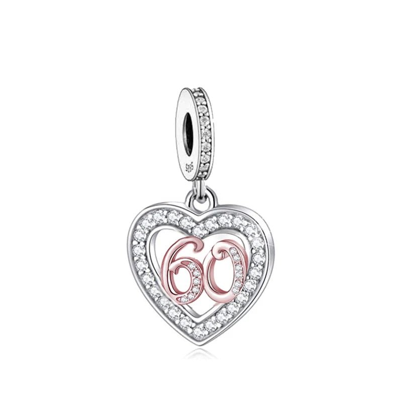 Pangama Jewelry 60th Birthday Rose Gold Heart Dangle Charm
