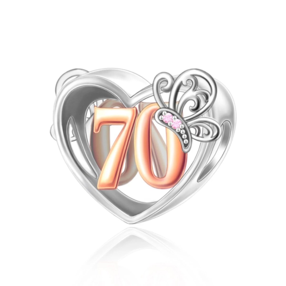 Pangama Jewelry 70th Birthday Butterfly Heart Charm