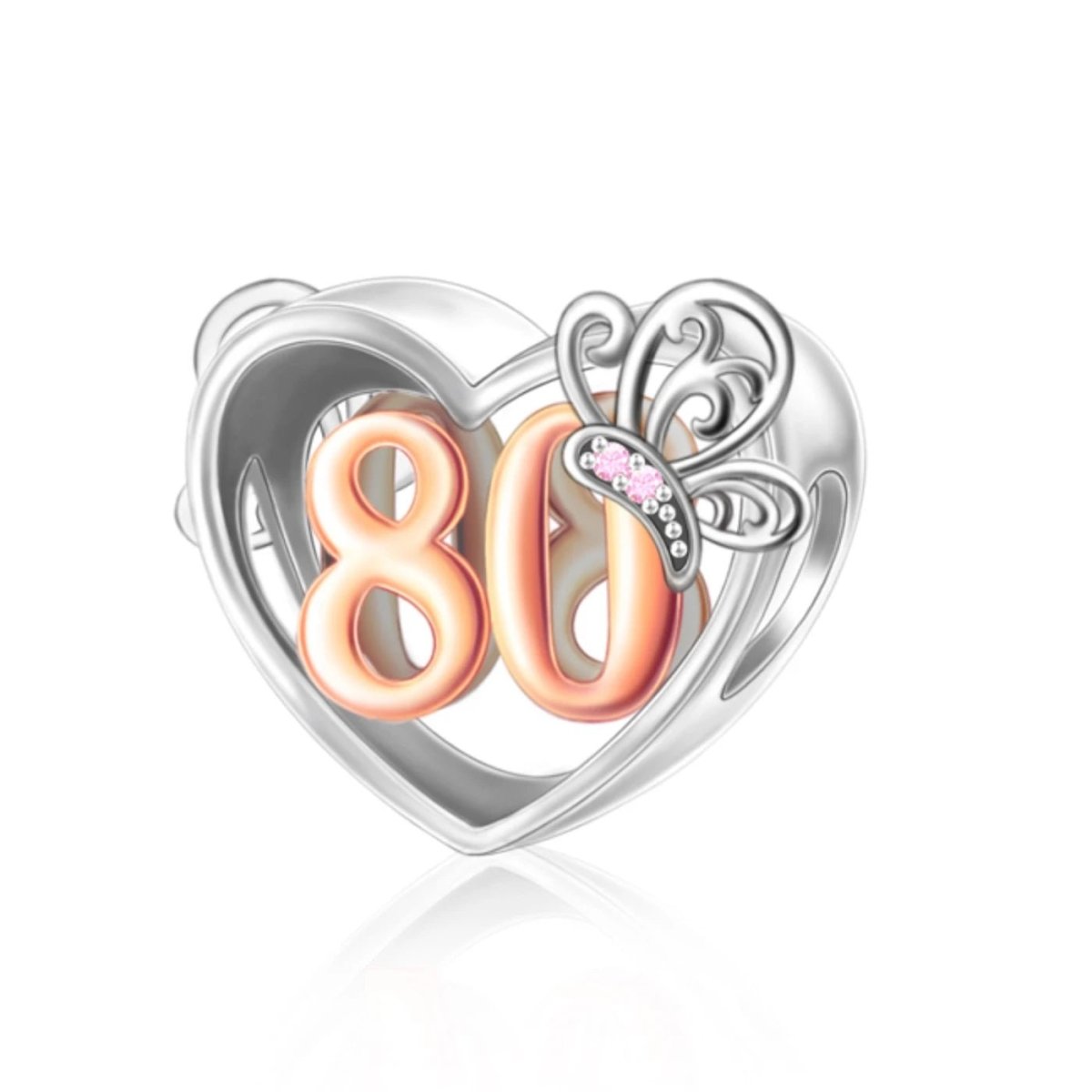 Pangama Jewelry 80th Birthday Butterfly Heart Charm