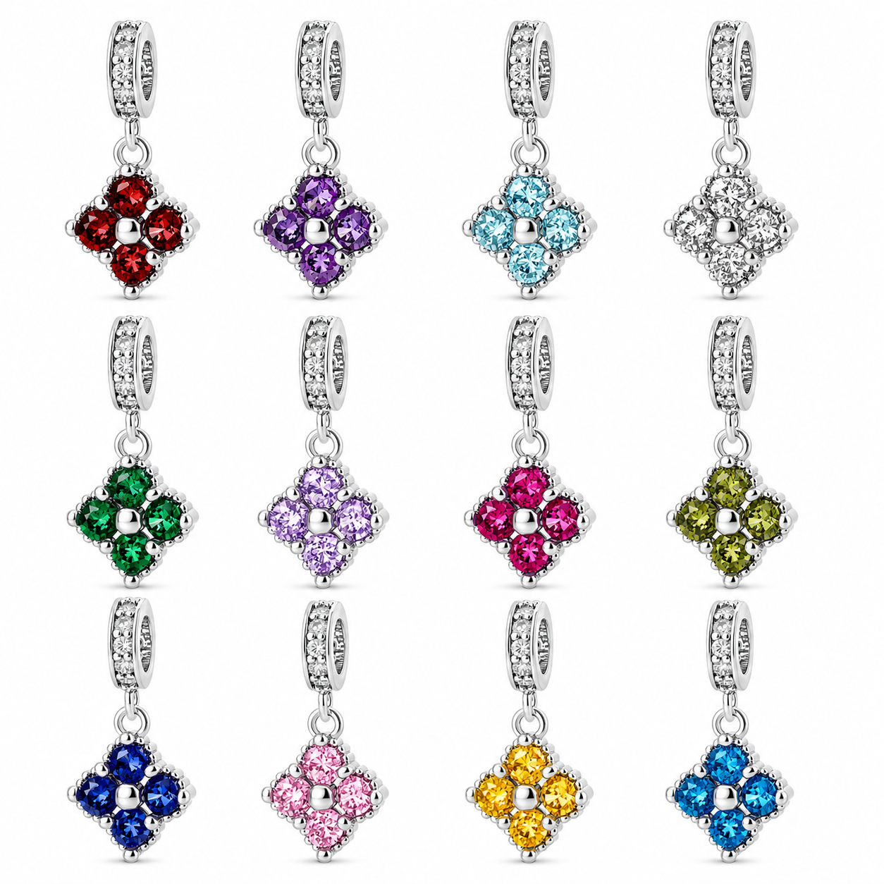 Birthstone Blossom Flower Dangle Charm