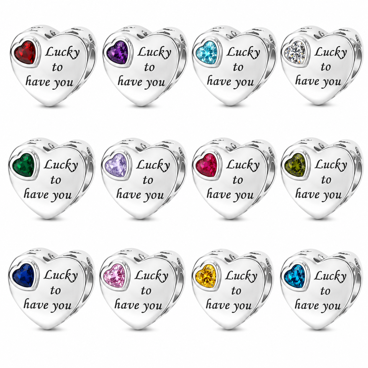 Personalized Photo & Engraved Birthstone Heart Charm