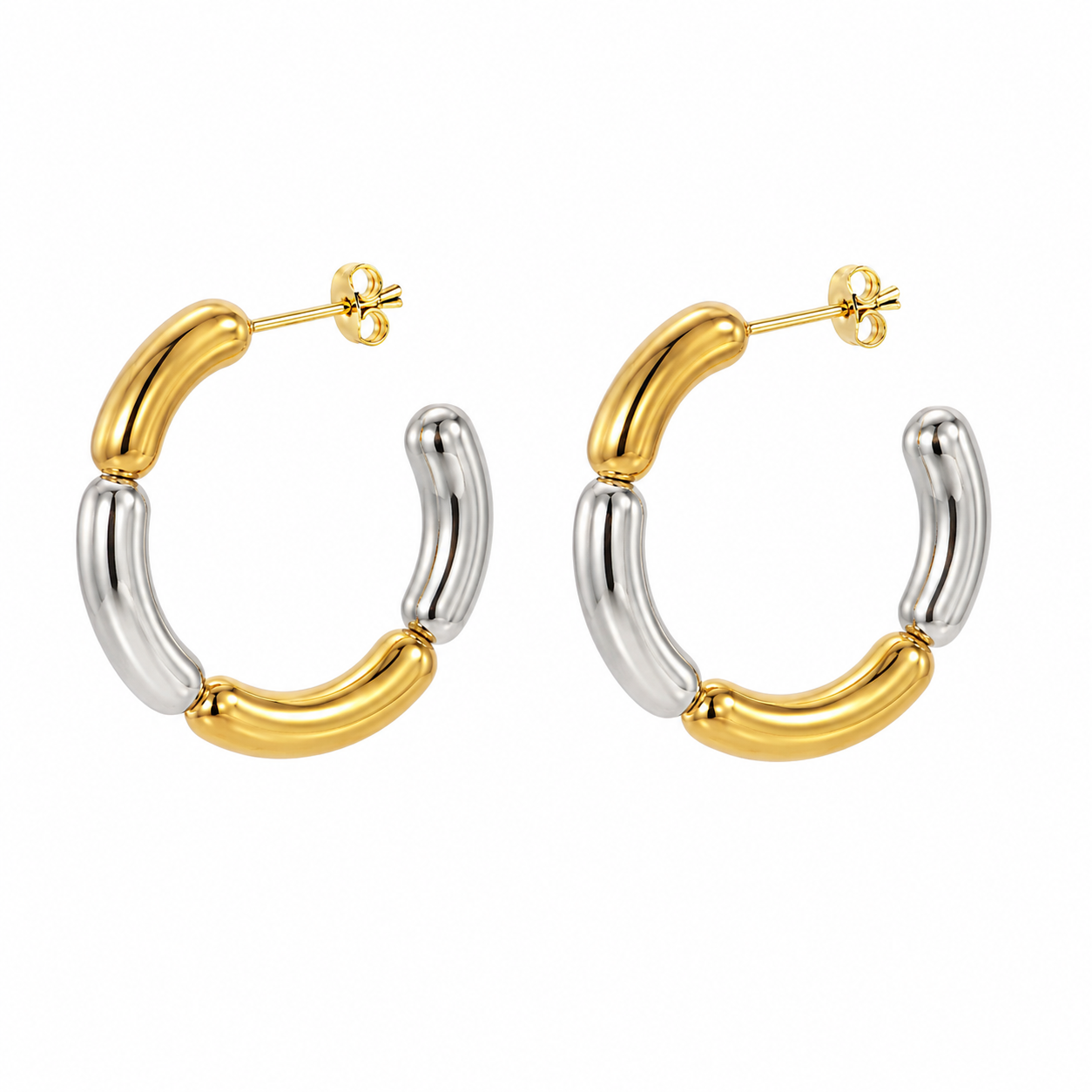Bianca Two-Tone Hoop Earrings
