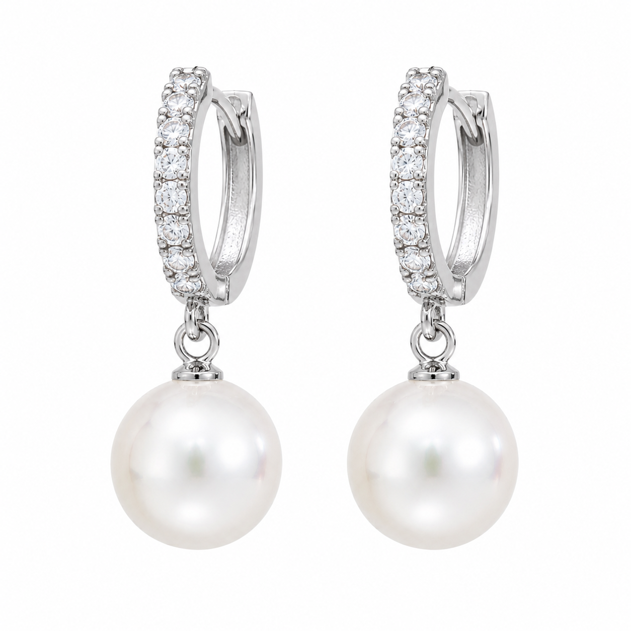 Celeste Pearl Drop Hoop Earrings