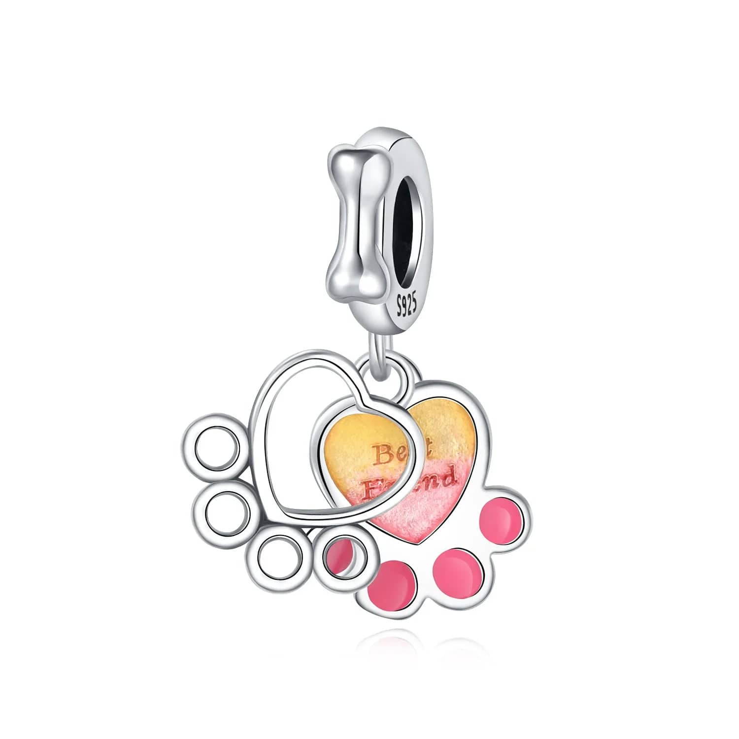 Hearts & Paw Print Dangle Charm