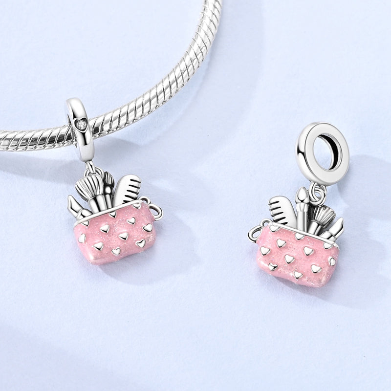 Beauty Essentials Pink Makeup Bag Dangle Charm