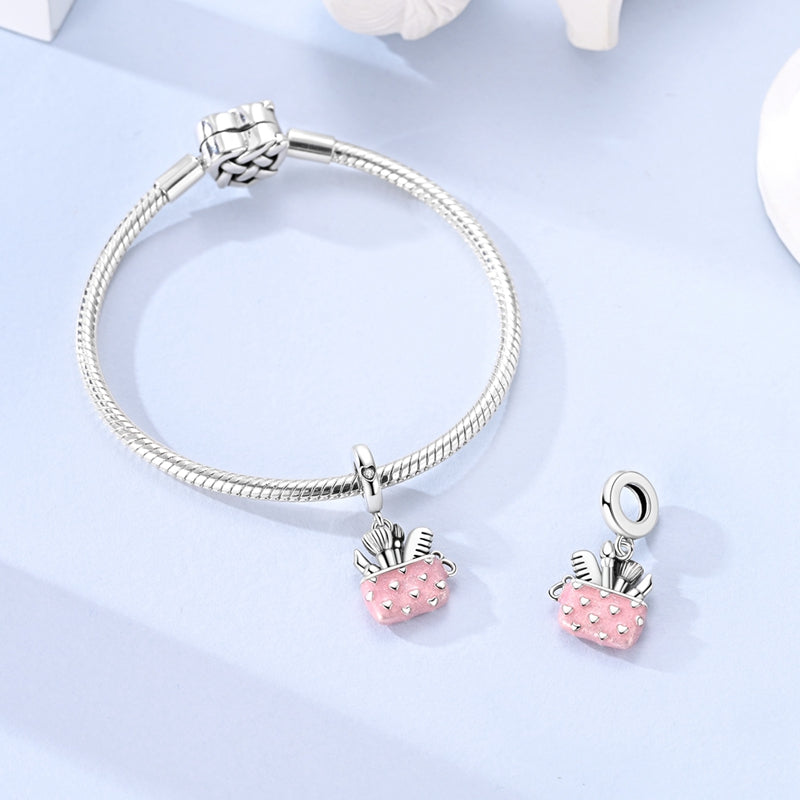 Beauty Essentials Pink Makeup Bag Dangle Charm