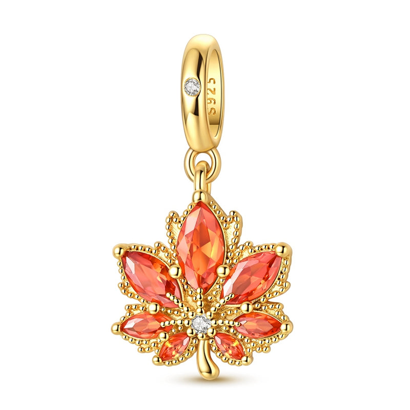 Golden Autumn Maple Leaf Dangle Charm