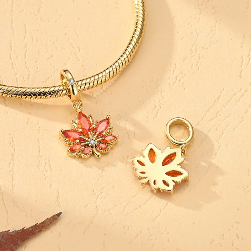 Golden Autumn Maple Leaf Dangle Charm