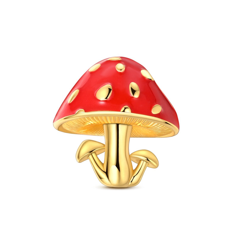 Golden Red Mushroom Charm