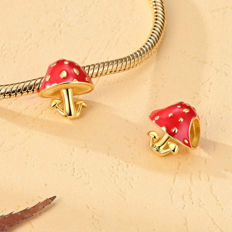 Golden Red Mushroom Charm
