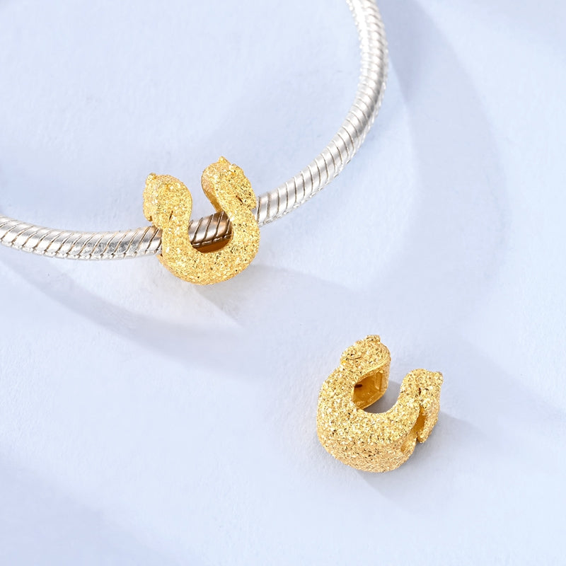 Golden Textured Horseshoe Charm