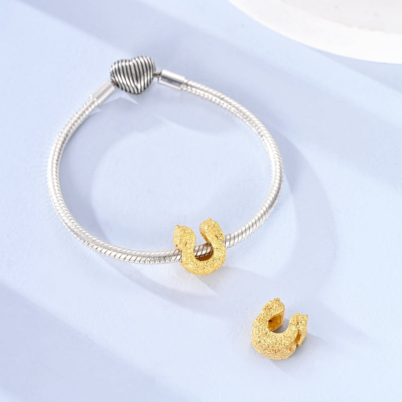Golden Textured Horseshoe Charm