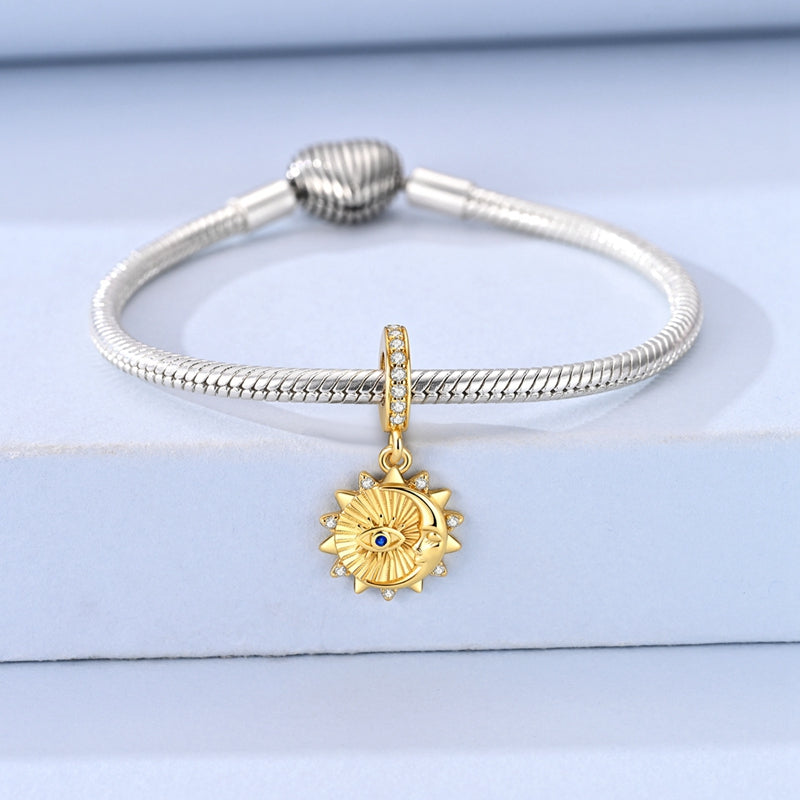 Celestial Sun, Moon & Evil Eye Dangle Charm