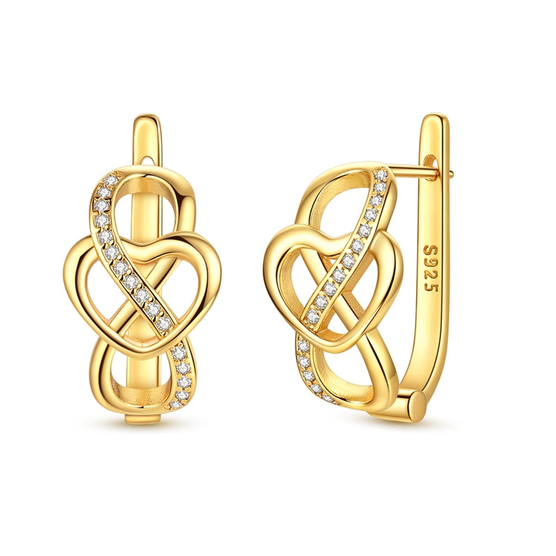 Golden Infinity Heart Hoop Earrings