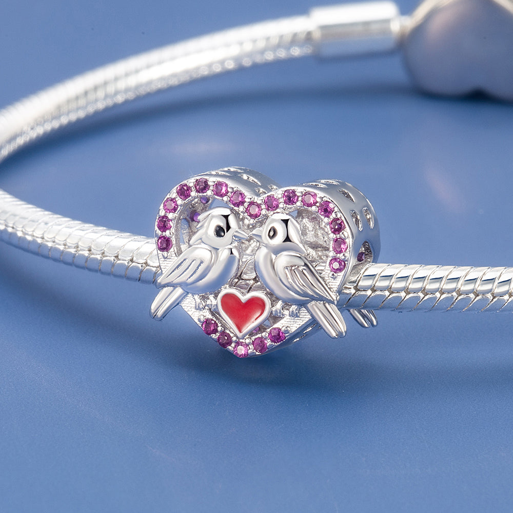 Lovebirds Heart Charm
