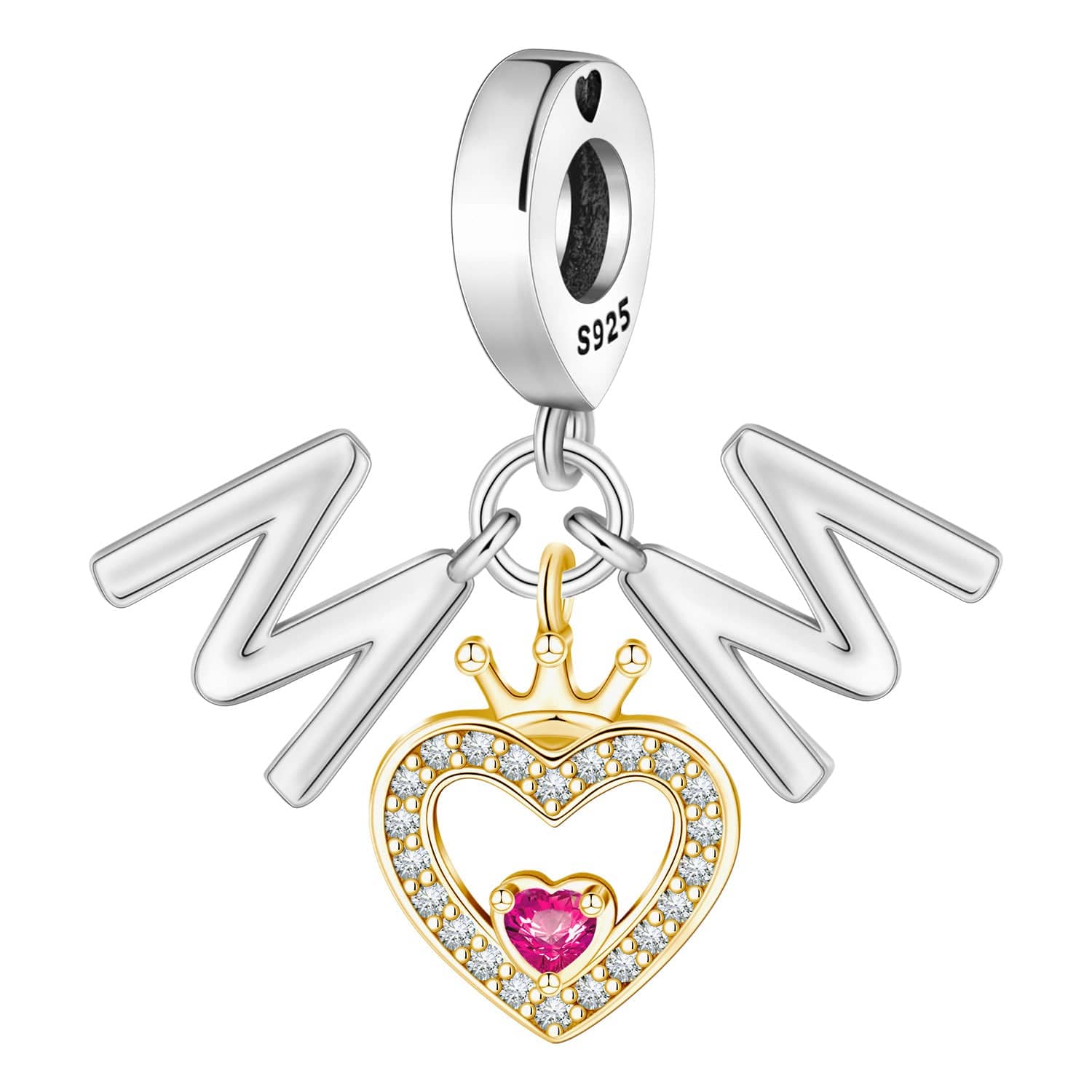 Mom Script Heart Dangle Charm