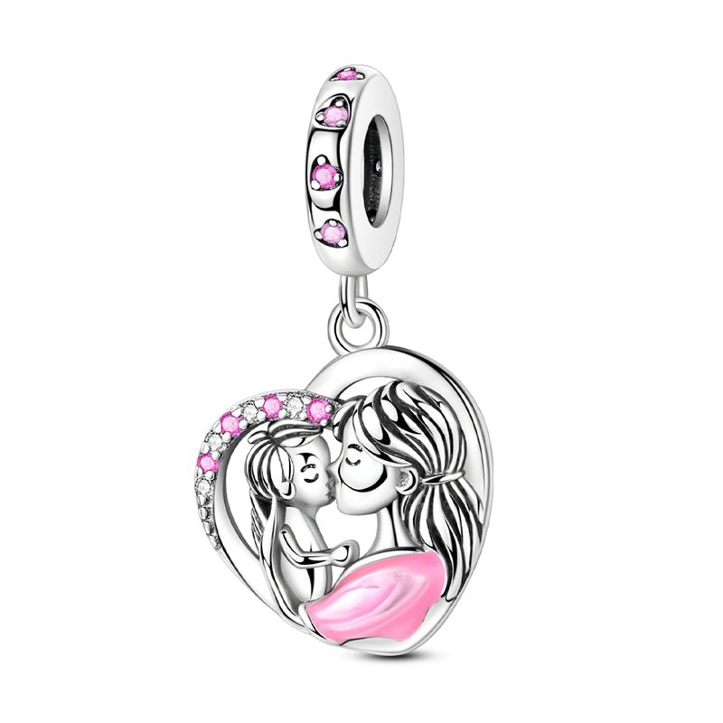 Mother & Daughter Hearts Dangle Charm