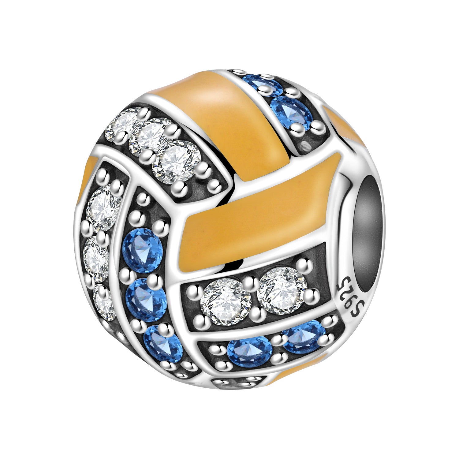 Volleyball Blue Crystal Charm