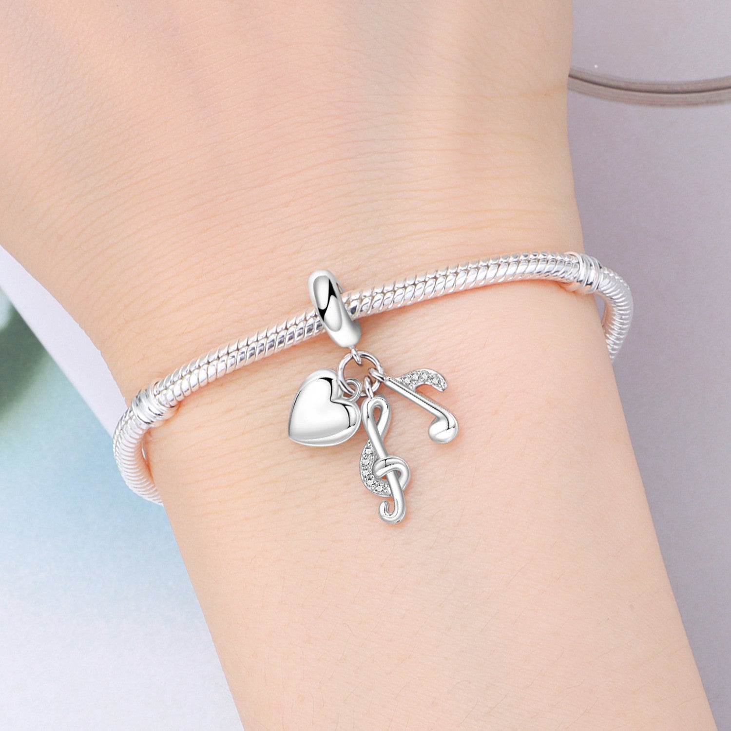 Heart & Music Notes Dangle Charm