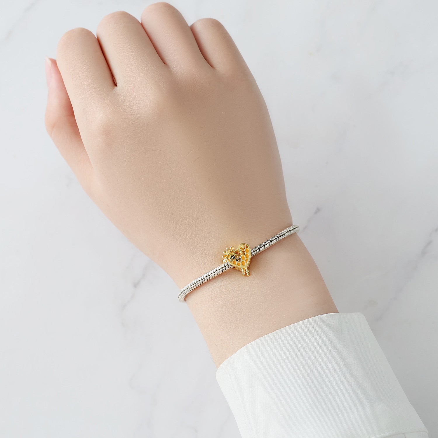Golden Honey Bee Heart Charm