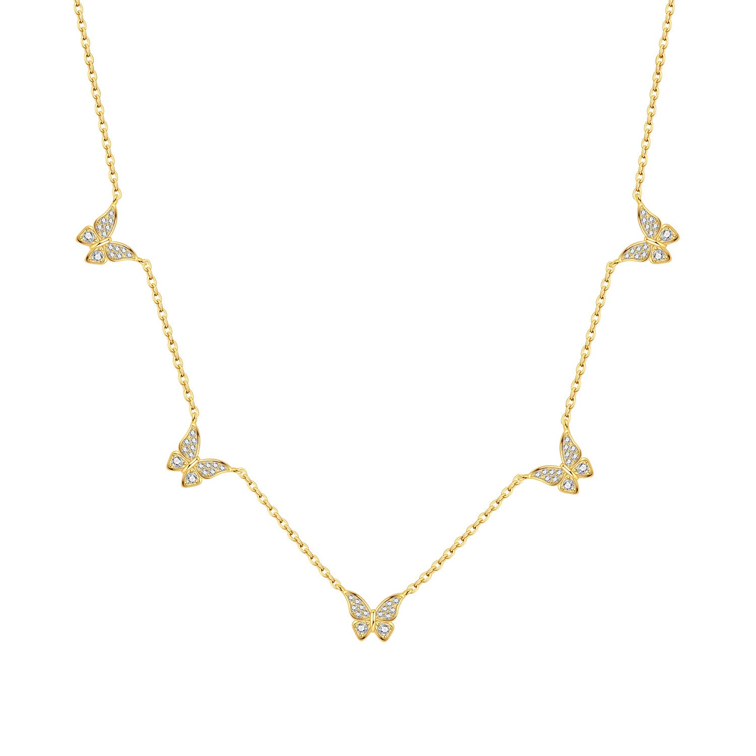 Golden Butterfly Station Necklace
