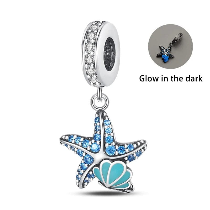 Sparkling Blue Starfish Dangle Charm