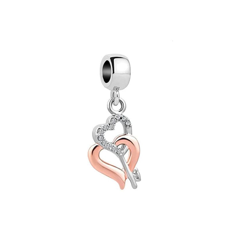 Two-tone Key to Happiness Double Dangle Charm