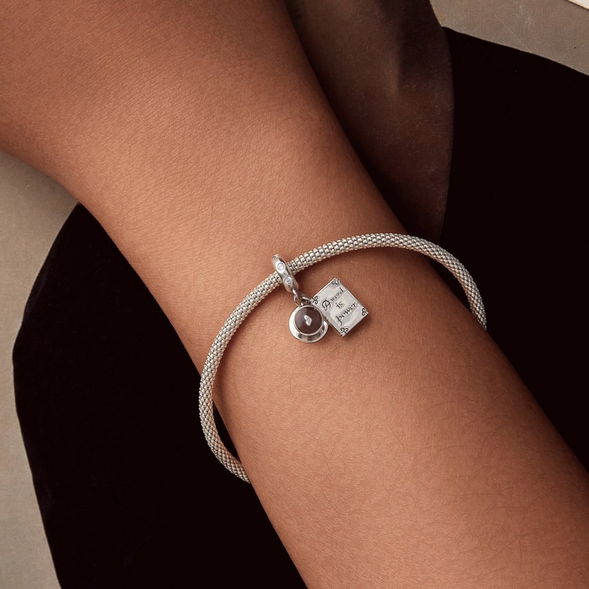 Pangama Jewelry "A Word is Power" Book & Coffee Dangle Charm