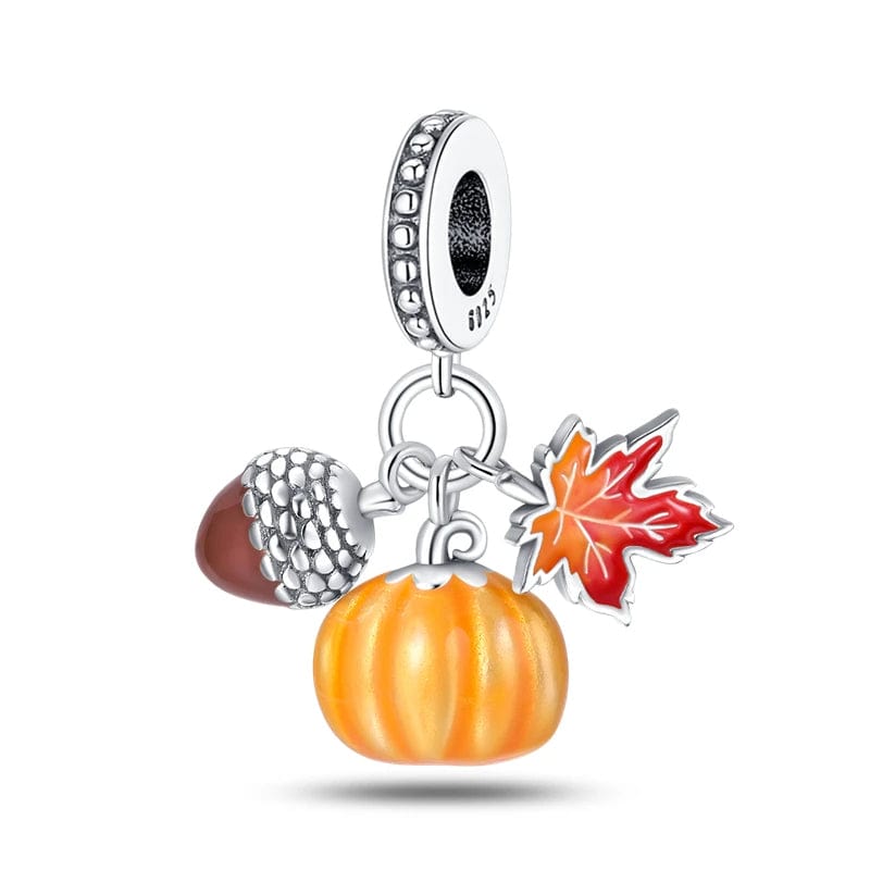 Pangama Jewelry Acorn, Pumpkin & Maple Leaf Triple Dangle Charm