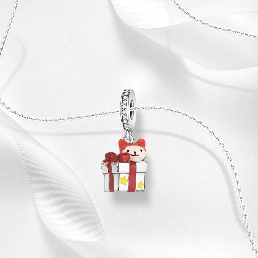 Pangama Jewelry Adorable Cat in Gift Box Charm with Stars