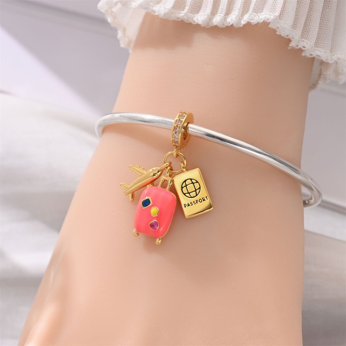 Pangama Jewelry Airplane, Passport & Suitcase Travel Dangle Charm