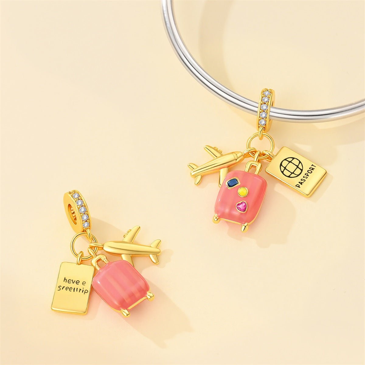 Pangama Jewelry Airplane, Passport & Suitcase Travel Dangle Charm