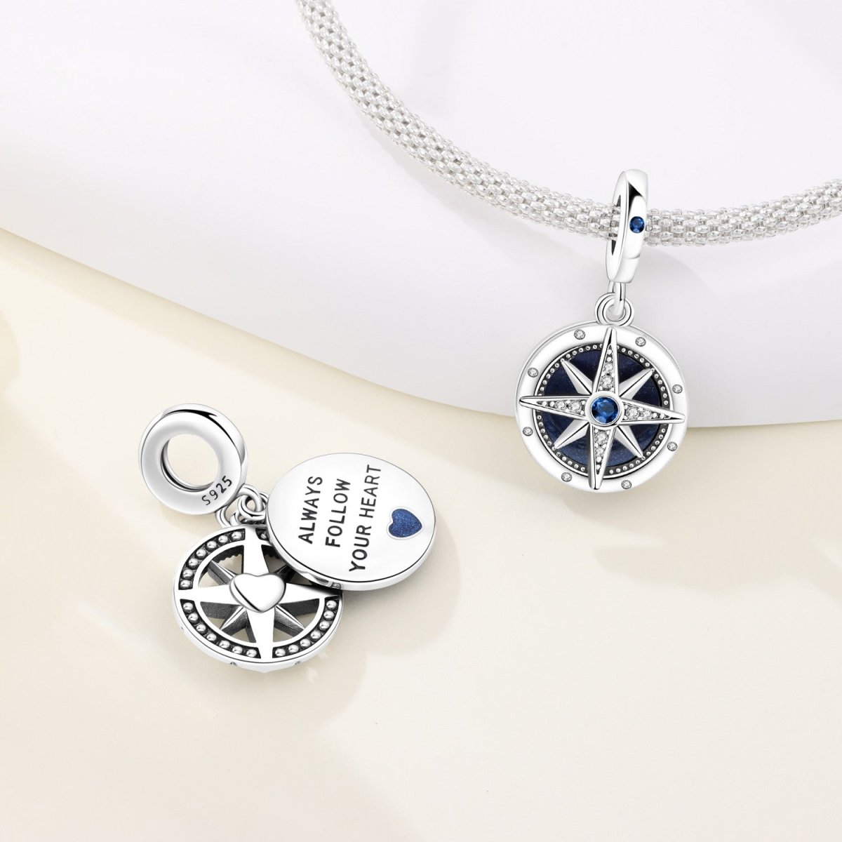 Pangama Jewelry Always Follow Your Heart Compass Dangle Charm