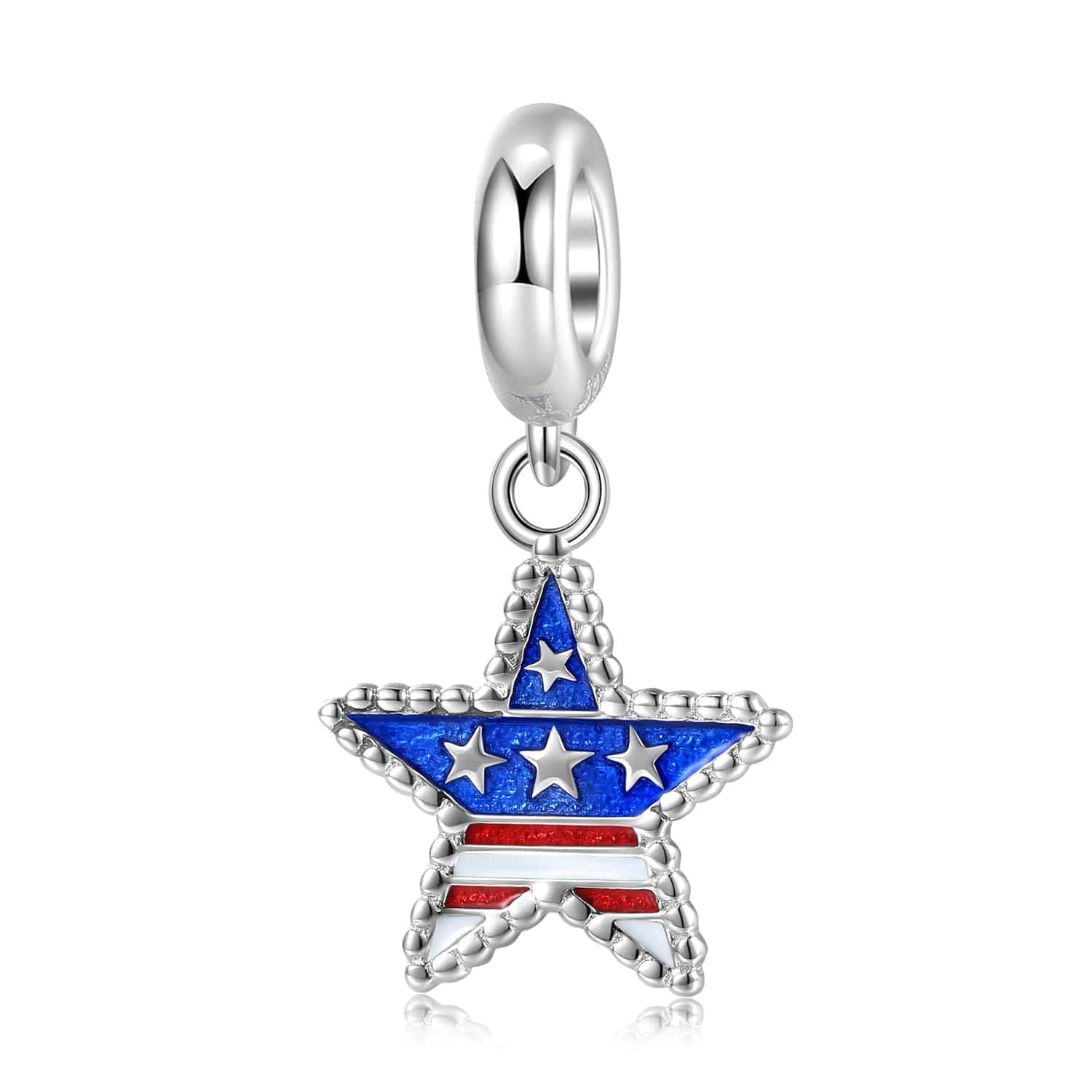 Pangama Jewelry American Flag Star Dangle Charm
