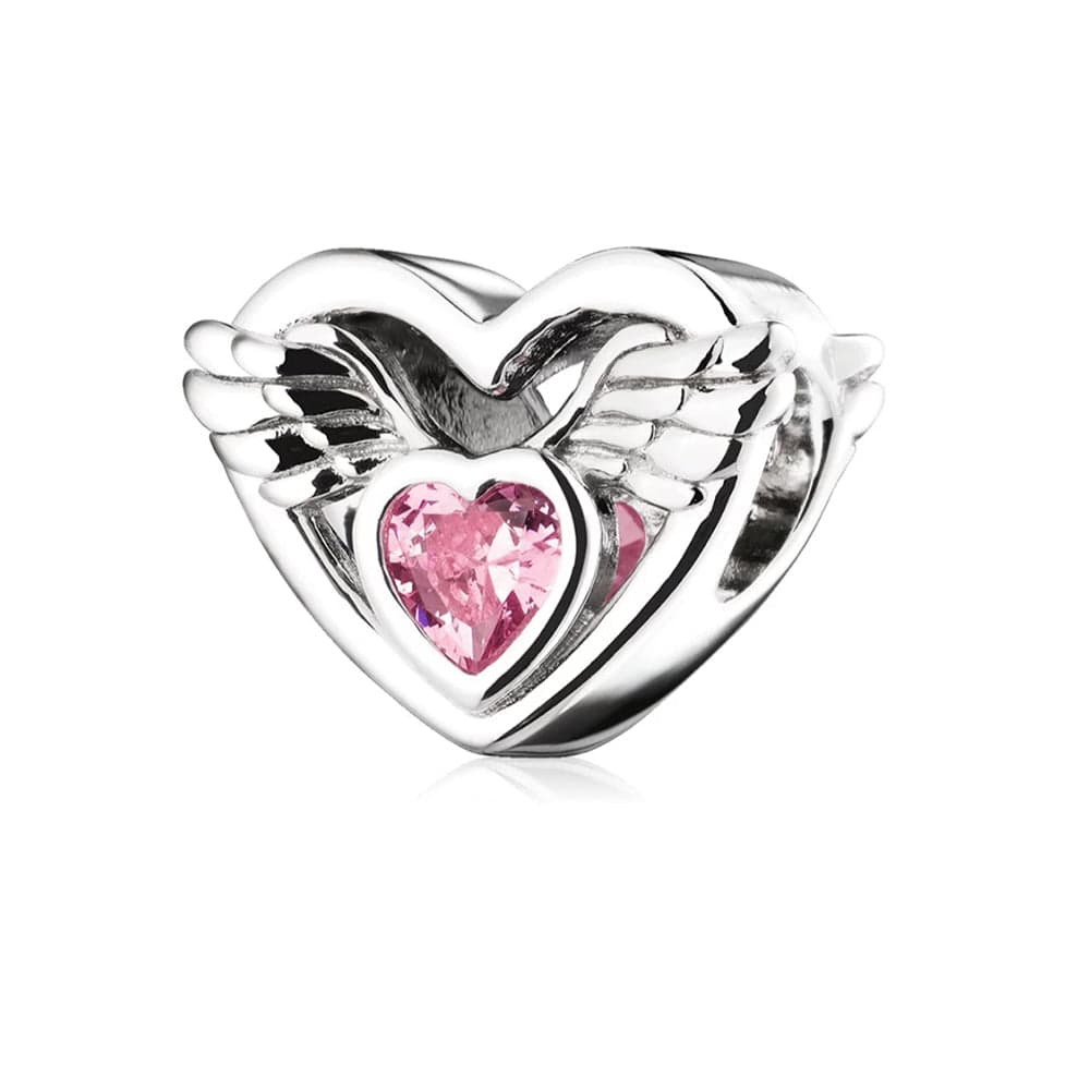 Pangama Jewelry Angel Wings with Pink Heart Charm
