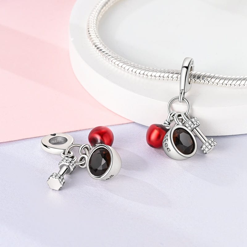 Pangama Jewelry Apple, Coffee, & Dumbbell Fitness Charm