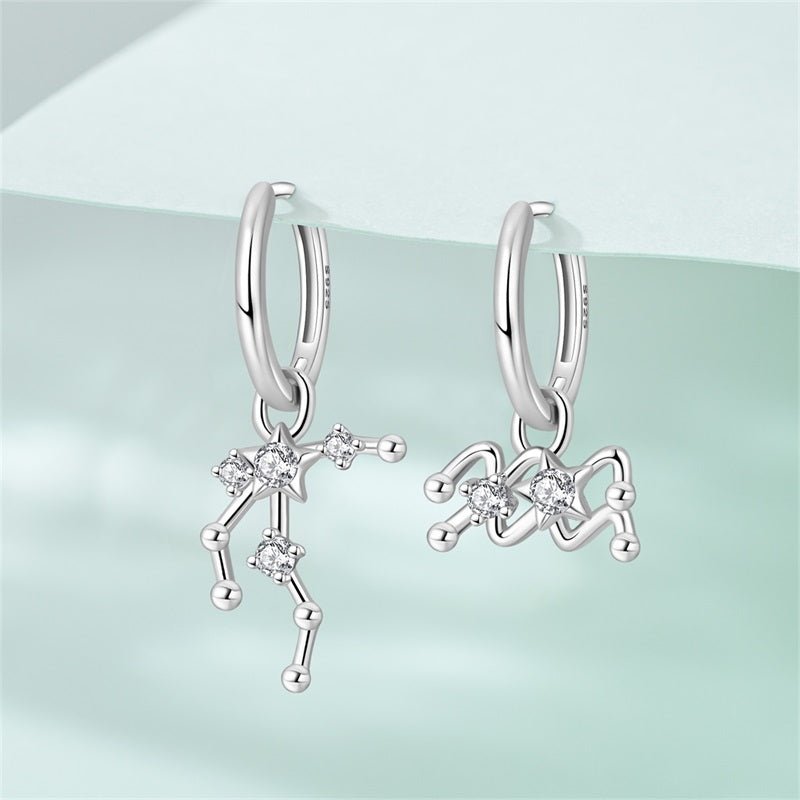 Pangama Jewelry Aquarius Constellation Zodiac Hoop Earrings