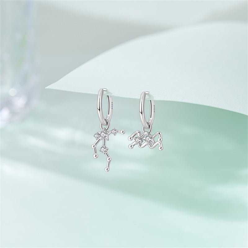 Pangama Jewelry Aquarius Constellation Zodiac Hoop Earrings