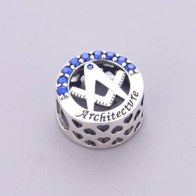 Pangama Jewelry Architecture Symbol with Blue Crystal Charm