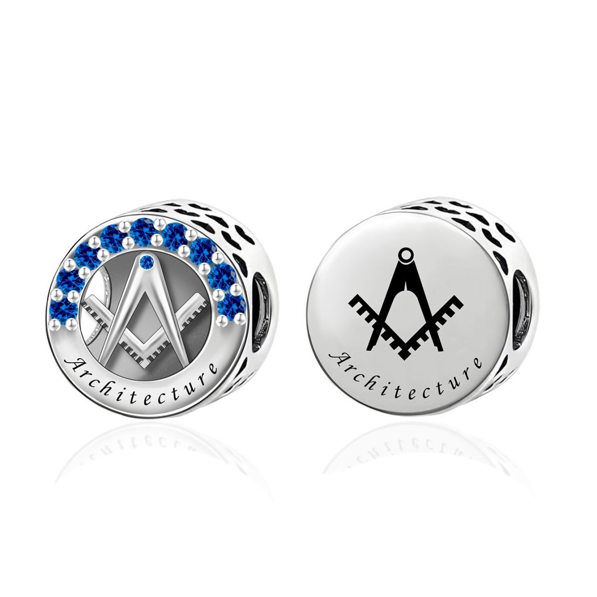 Pangama Jewelry Architecture Symbol with Blue Crystal Charm