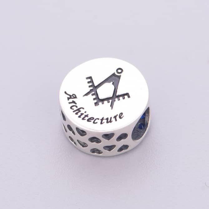 Pangama Jewelry Architecture Symbol with Blue Crystal Charm