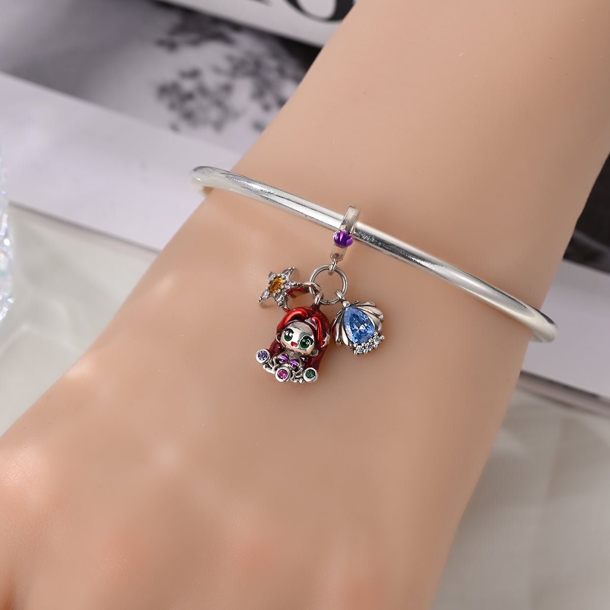 Pangama Jewelry Ariel with Red Hair, Starfish, & Seashell Dangle Charm