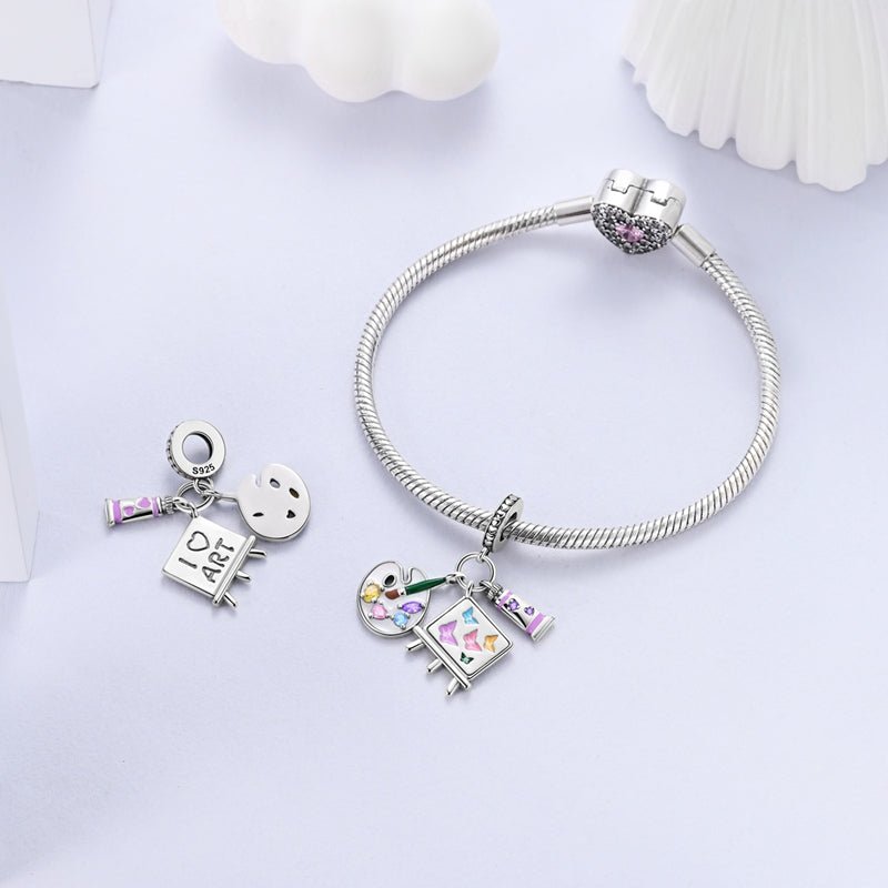 Pangama Jewelry Artist's Palette & Easel Dangle Charm