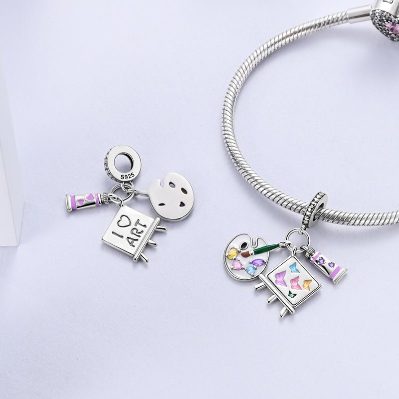 Pangama Jewelry Artist's Palette & Easel Dangle Charm