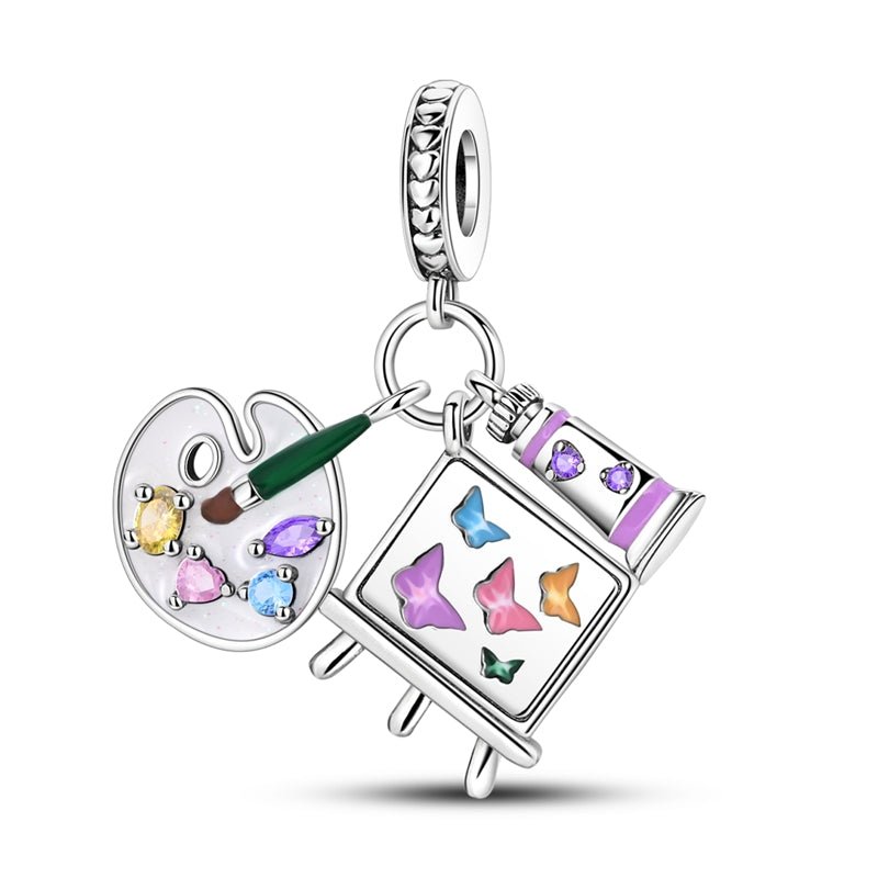 Pangama Jewelry Artist's Palette & Easel Dangle Charm